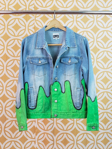 "GREEN PAINT DRIP" DENIM JACKET