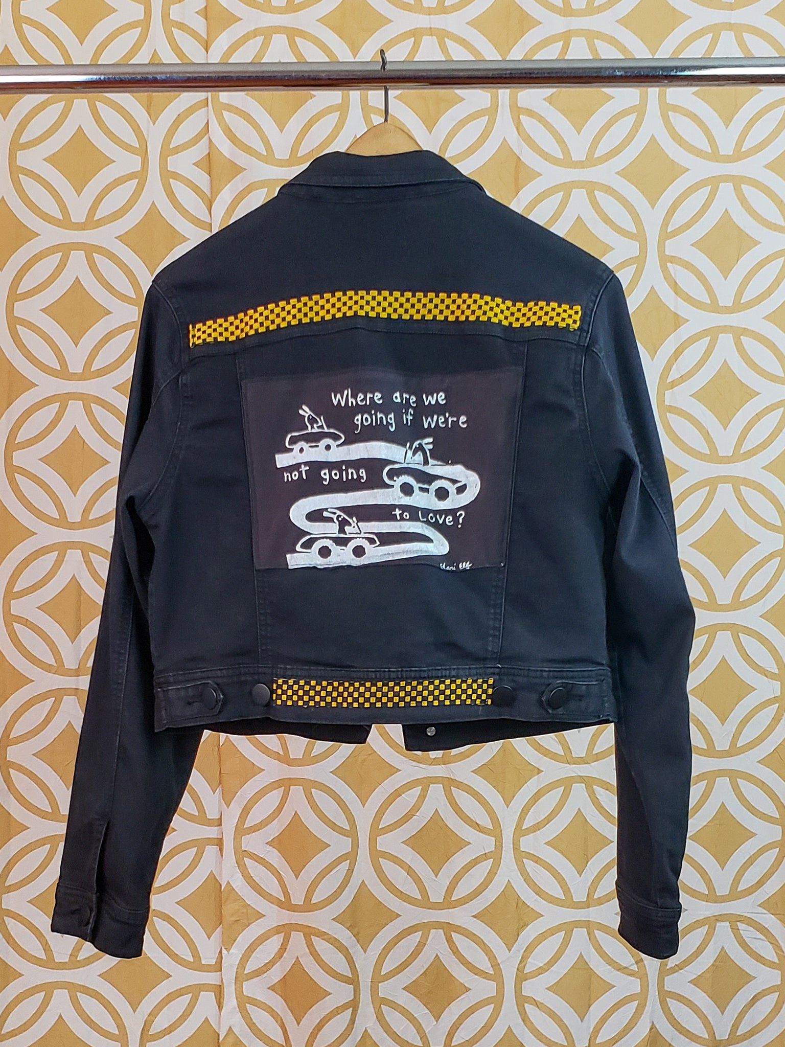 "GO TOWARDS LOVE" BLACK DENIM JACKET