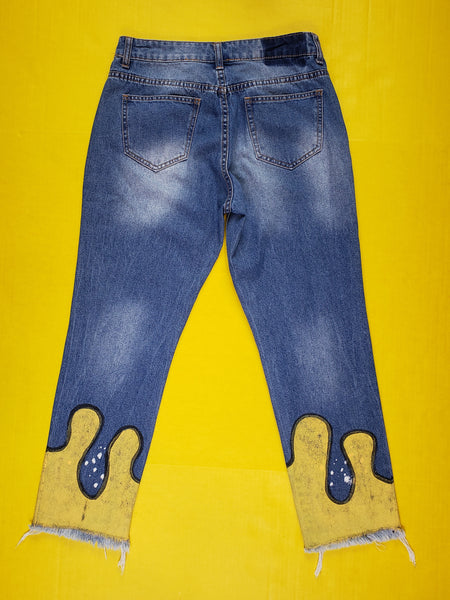 "YELLOW PAINT DRIP" JEANS