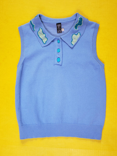 BLUE EMBROIDERED VEST