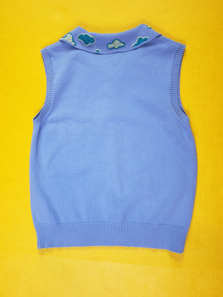 BLUE EMBROIDERED VEST